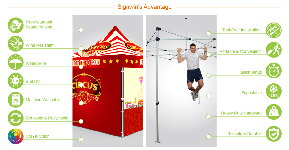 Signwin-10x10 Custom Pop Up Canopy Tent & 4 x Double-Sided Full Walls_10X10-HL-CT10_Advantage