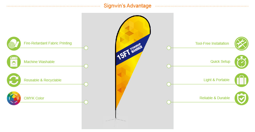 Signwin 15ft Teardrop Flag  with Cross Base & Water Bag 15-TP-TFCW advantage
